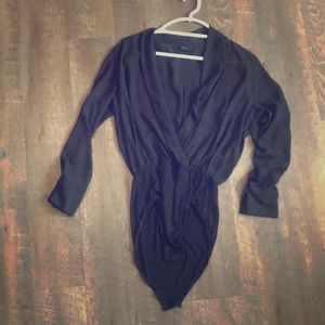 Topshop Black Flowy Low Cut Bodysuit